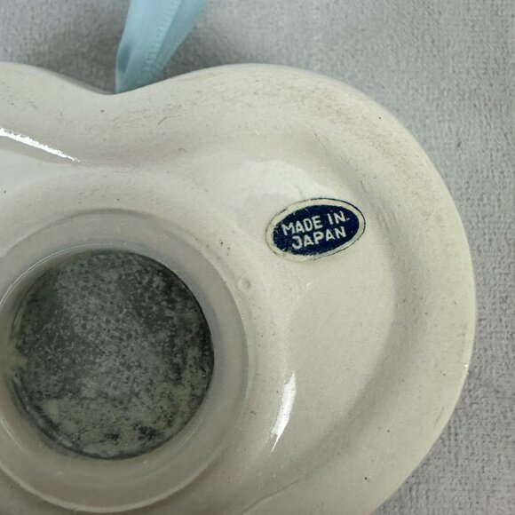 Heart-Shaped Ceramic Salt Shaker With Floral Design & Blue Ribbon Made In Japan - Picture 3 of 3